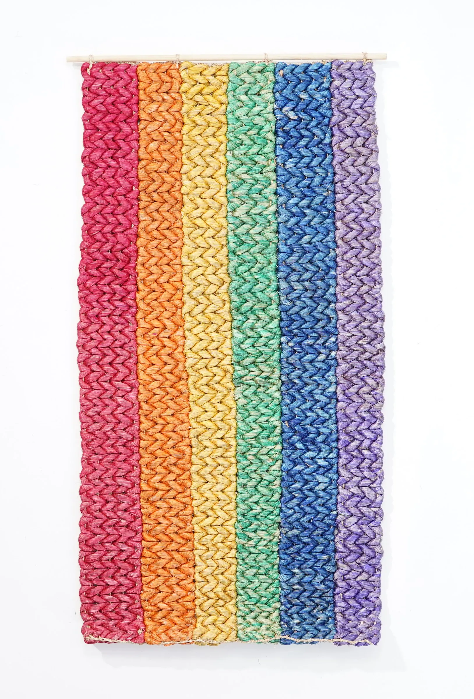 Rainbow dyed abaca wall weave